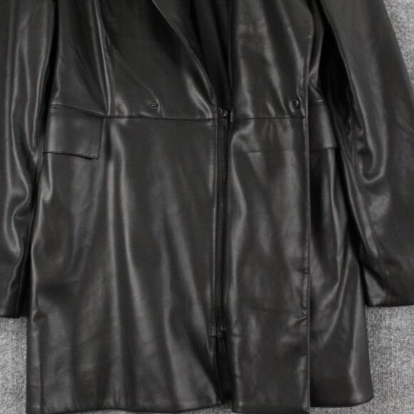 Khy x Namilia Dress Large Black Faux Leather Blazer Mini Chic Trench Night Out - Picture 8 of 14